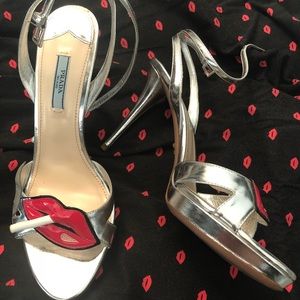 Prada size 39.5 silver lip and cigarette high heel